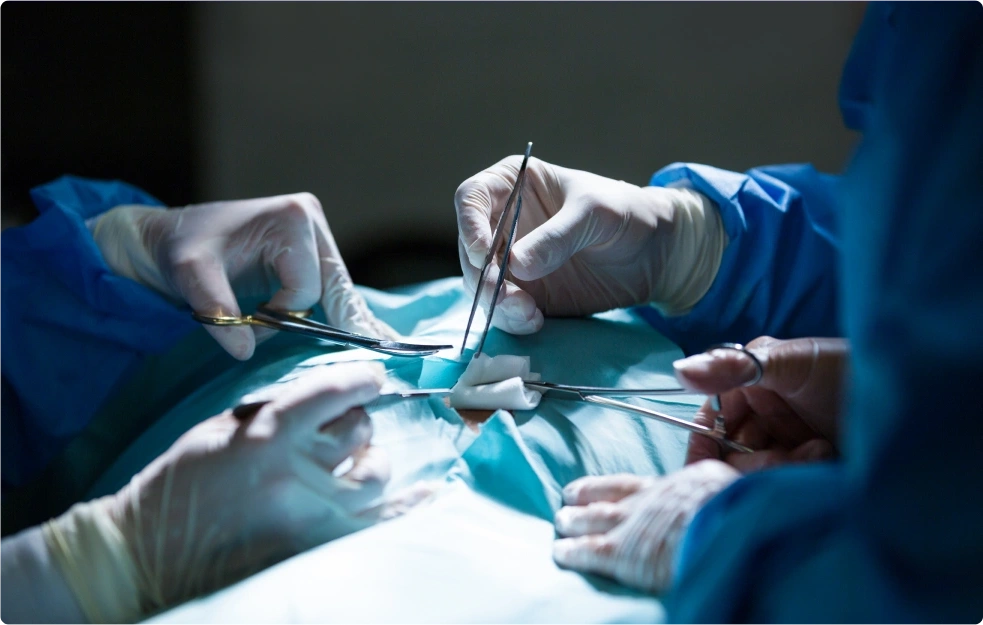 Surgeons during a surgery in the hospital